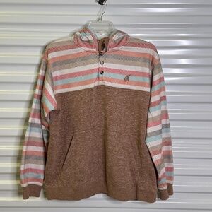 Hooey Hoodie Mens XL Jimmy Baja Striped Serape Pullover 1/4 Button Sweatshirt